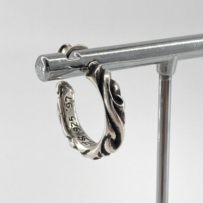 CHROME HEARTS(クロムハーツ) HOOP SCROOL 1 スクロールフープ SV925 ポスト14K ピアス 3.90g シルバー×ゴールド
