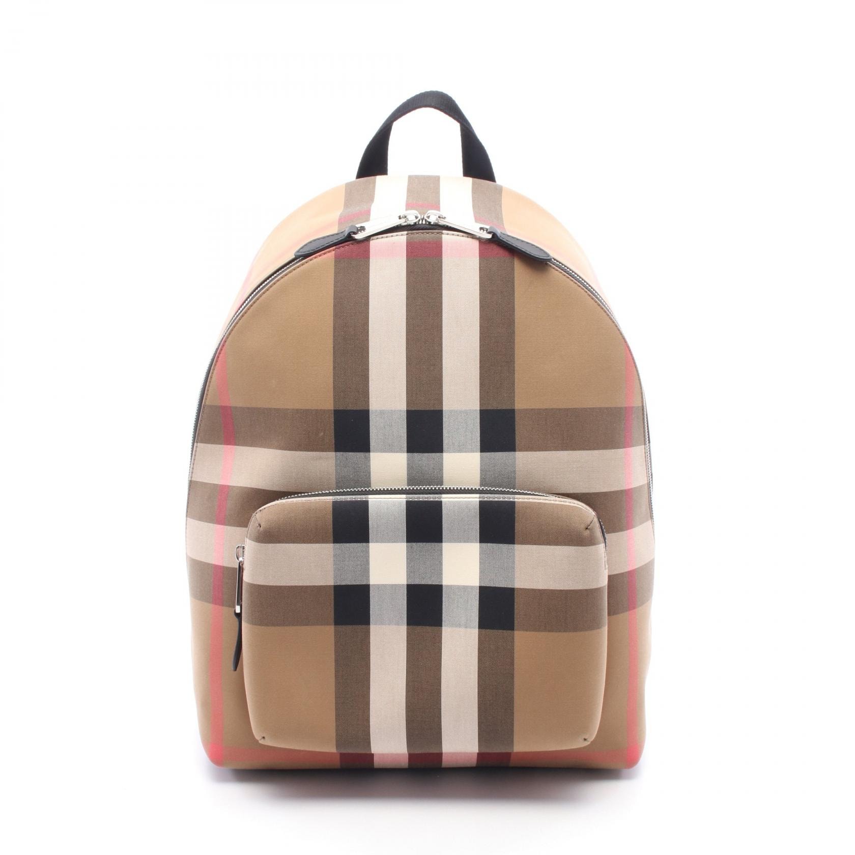 バーバリー BURBERRY JEFF チェック リュックサック バックパック バッグ キャンバス レザー メンズ レディース ベージュ系 / ブラック系 / マルチカラー 8084550 【中古】