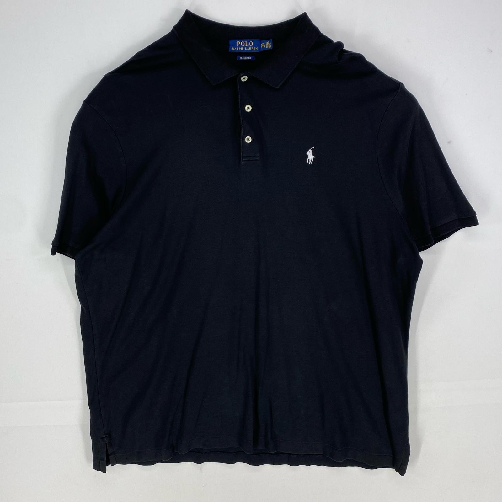 古着 ポロ・ラルフローレン POLO RALPH LAUREN 半袖シャツ 刺繍ロゴ ポロシャツ ワンポイント 2XL  ブラック系 メンズ