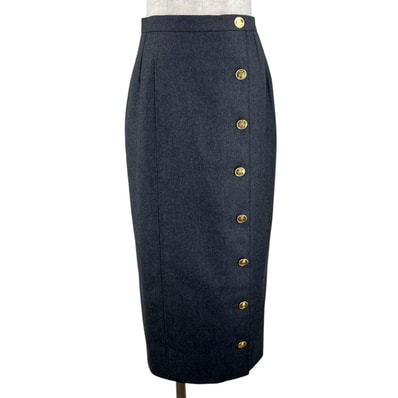 極美品 シャネルブティック ロングスカート ダークグレー レディース 36