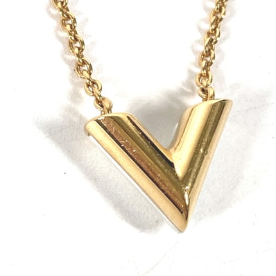 ルイヴィトン LOUIS VUITTON エッセンシャルV パール M69618 チェーン アクセサリー ネックレス メタル ゴールド 美品