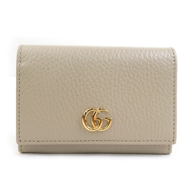グッチ GUCCI カードケース 名刺入れ レザー ベージュ レディース 739525【中古】 h31745g