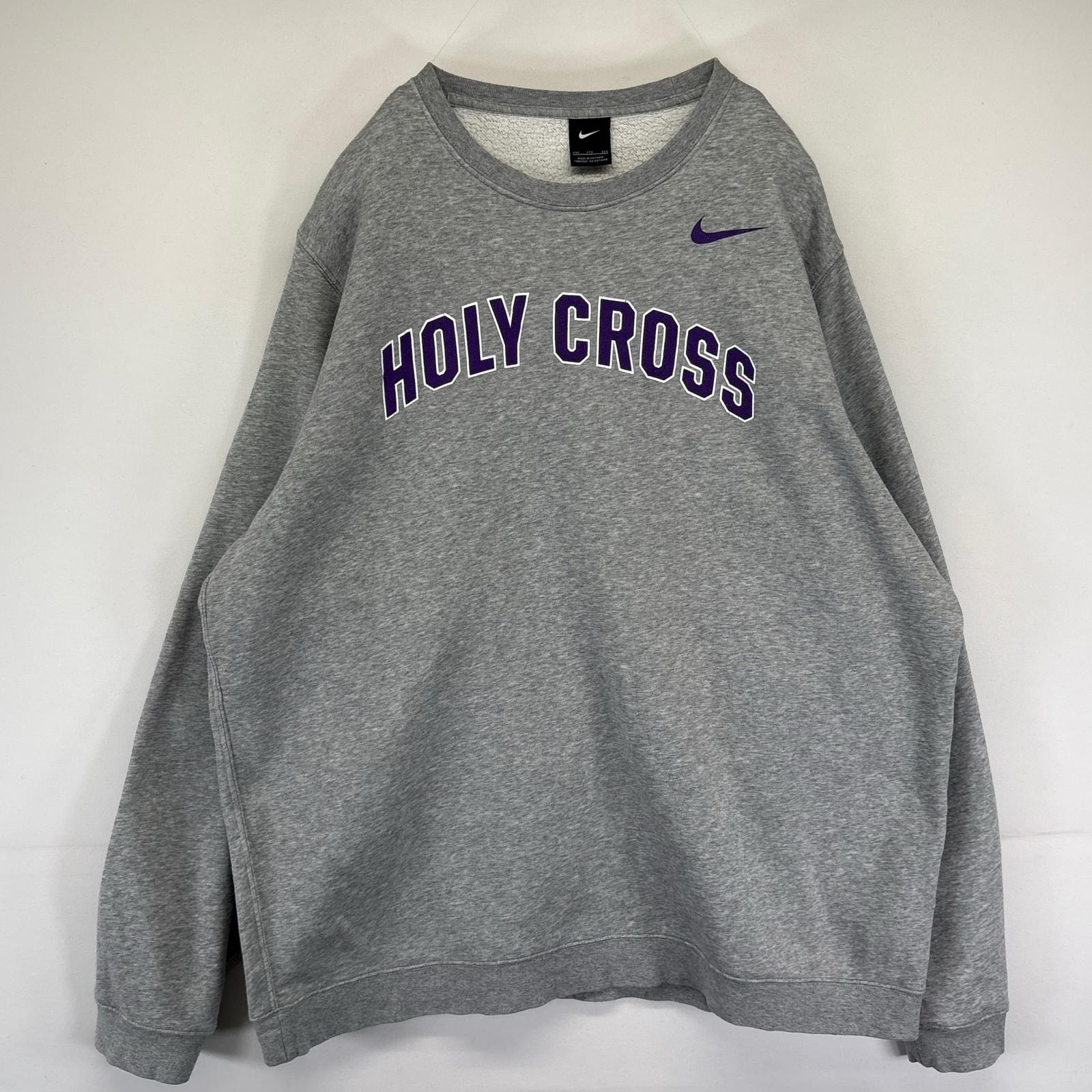 古着 ナイキ NIKE スウェット トレーナー カレッジロゴプリント クルーネック 大きいサイズ ワンポイントロゴ 2XL グレー メンズ