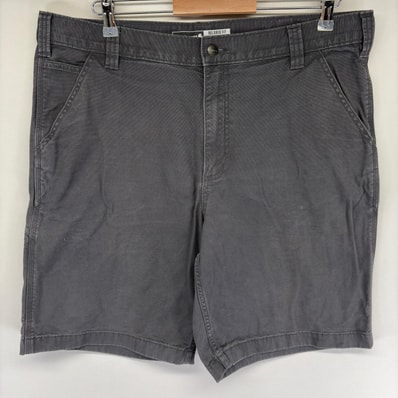 古着 カーハート Carhartt ダック パンツ ペインター ハーフパンツ ワーク ショート ワンポイントロゴ w38 グレー系 メンズ