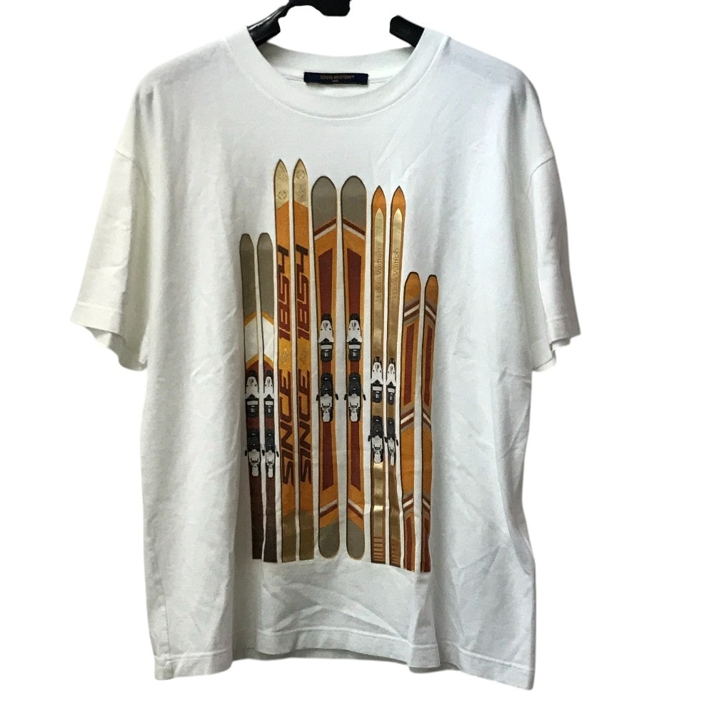 ルイヴィトン LOUIS VUITTON プリントコットンTシャツ 1AGK27 LV スラロームスキーヤー 刺繍 アパレル 半袖 トップス  半袖Tシャツ コットン ホワイト