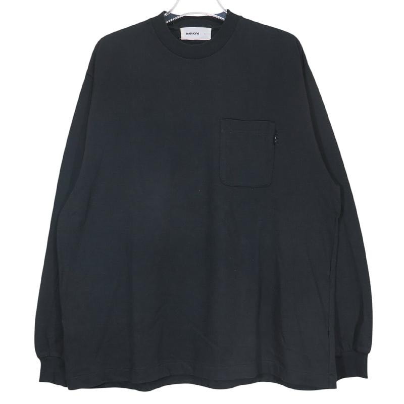 everyone エブリワン POCKET LONG SLEEVE T-SHIRT EV25-CS40 ポケット ロングスリーブ Tシャツ ブラック 無地 ロンT カットソー 長袖 サイズL