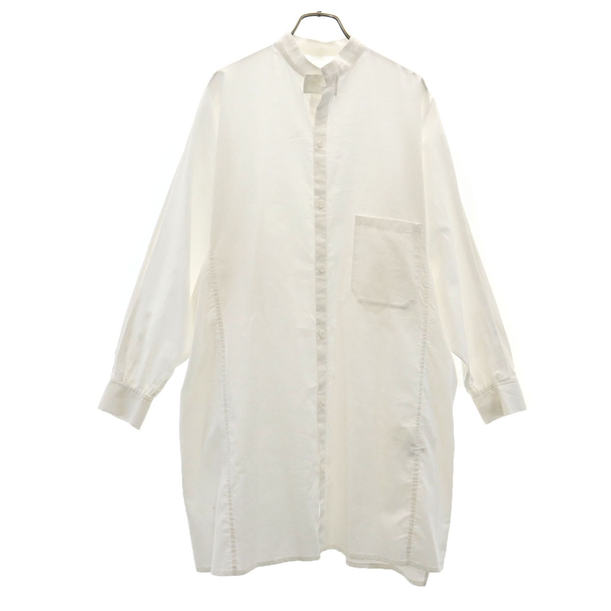 Y's ワイズ 日本製 長袖 ノーカラーシャツ 1 白