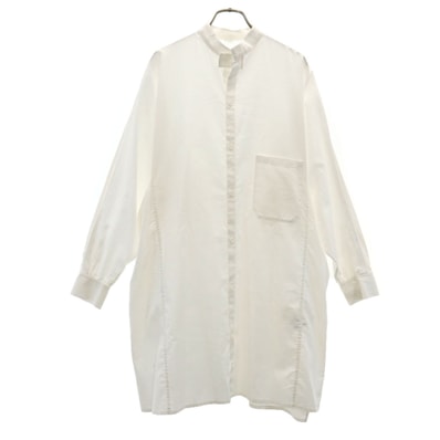 Y's ワイズ 日本製 長袖 ノーカラーシャツ 1 白