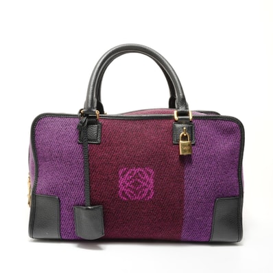 ロエベ LOEWE アマソナ 36 ウール アナグラム ハンドバッグ【中古】