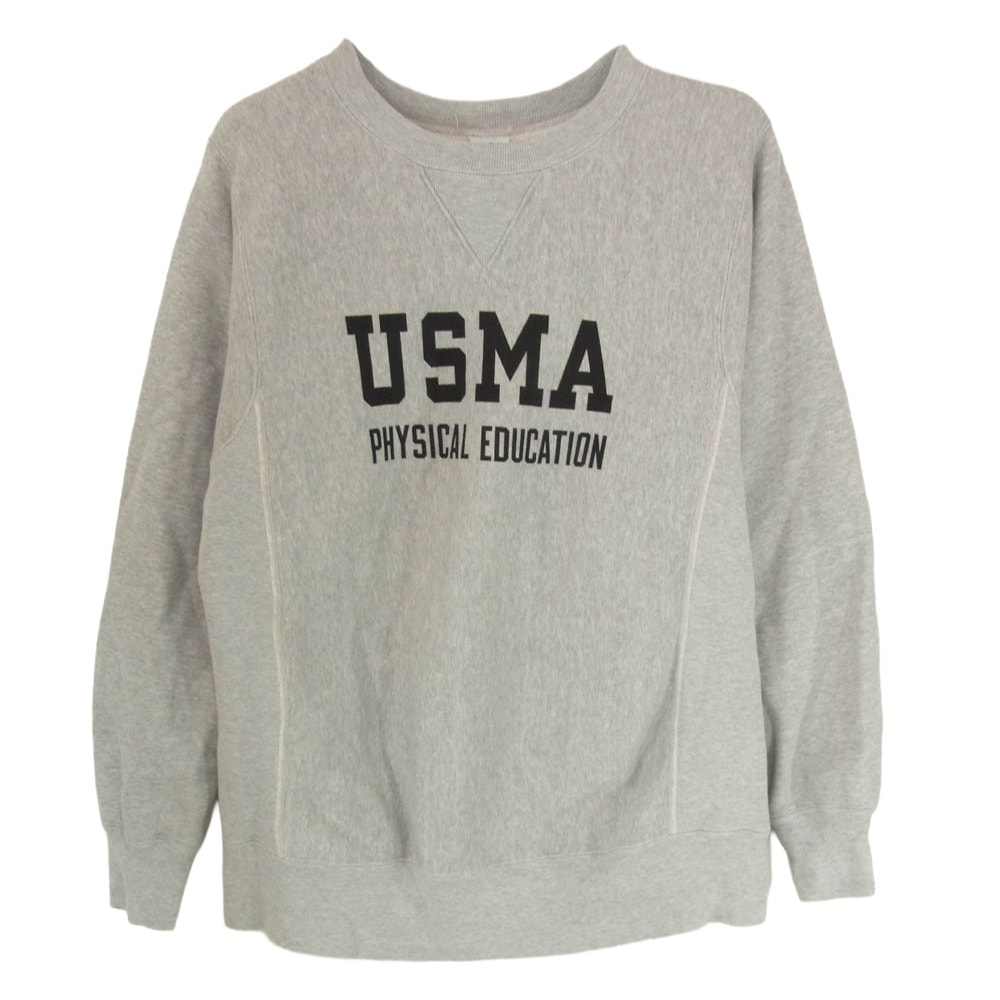 Buzz Rickson's バズリクソンズ スウェット USNA FOOTBALL SET-IN CREW NECK SWEAT SHIRT 前V スウェット シャツ グレー系 M【中古】