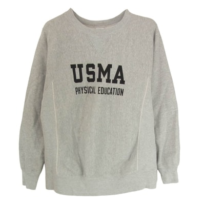 Buzz Rickson's バズリクソンズ スウェット USNA FOOTBALL SET-IN CREW NECK SWEAT SHIRT 前V スウェット シャツ グレー系 M【中古】