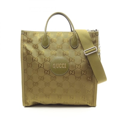 グッチ GUCCI オフザグリッド 2WAY トートバッグ バッグ ナイロン レザー レディース グリーン系 696043 【中古】