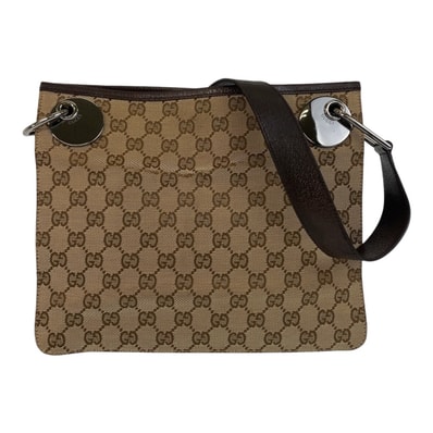 GUCCI グッチ ベージュ ブラウン GGキャンバス レザー/ ショルダーバッグ ポシェット 603928 【中古】