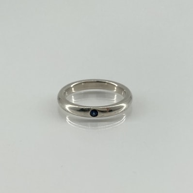 TIFFANY&Co.(ティファニー) エルサペレッティ スタッキング バンド 1Pサファイア Ag925 #7.5号 リング・指輪 2.34g シルバー×ブルー