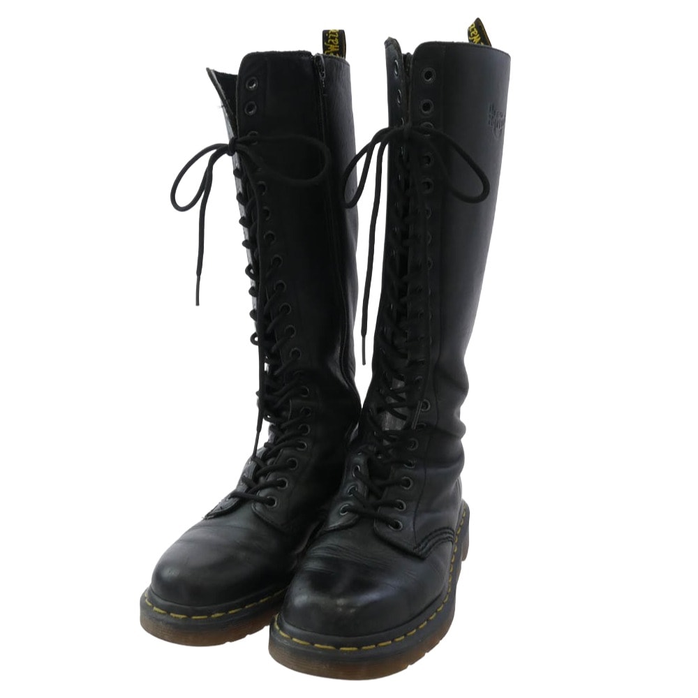 Dr.Martens ドクターマーチン ブーツ 20ホール レザー レースアップ ロング ブーツ ブラック系 us6【中古】