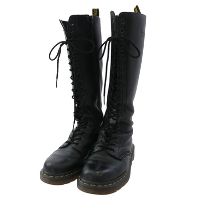 Dr.Martens ドクターマーチン ブーツ 20ホール レザー レースアップ ロング ブーツ ブラック系 us6【中古】