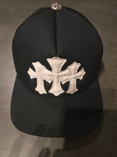 Chrome Hearts Cemetery Cross Mesh Cap (Scroll Label) "Black/White"