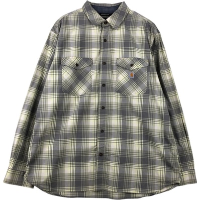 古着 カーハート Carhartt RUGGED FLEX RELAXED FIT チェック柄 長袖 ワークシャツ メンズXL相当/eaa614740