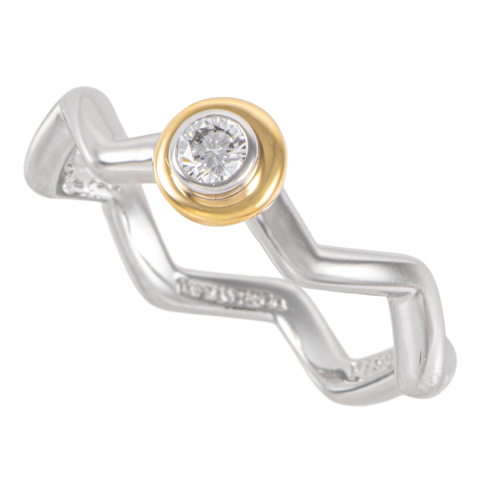TIFFANY&Co. ティファニー ジグザグ リング 指輪 1Pダイヤ 11.5号 Pt950 K18YG ダイヤモンド シルバー ゴールド【中古】