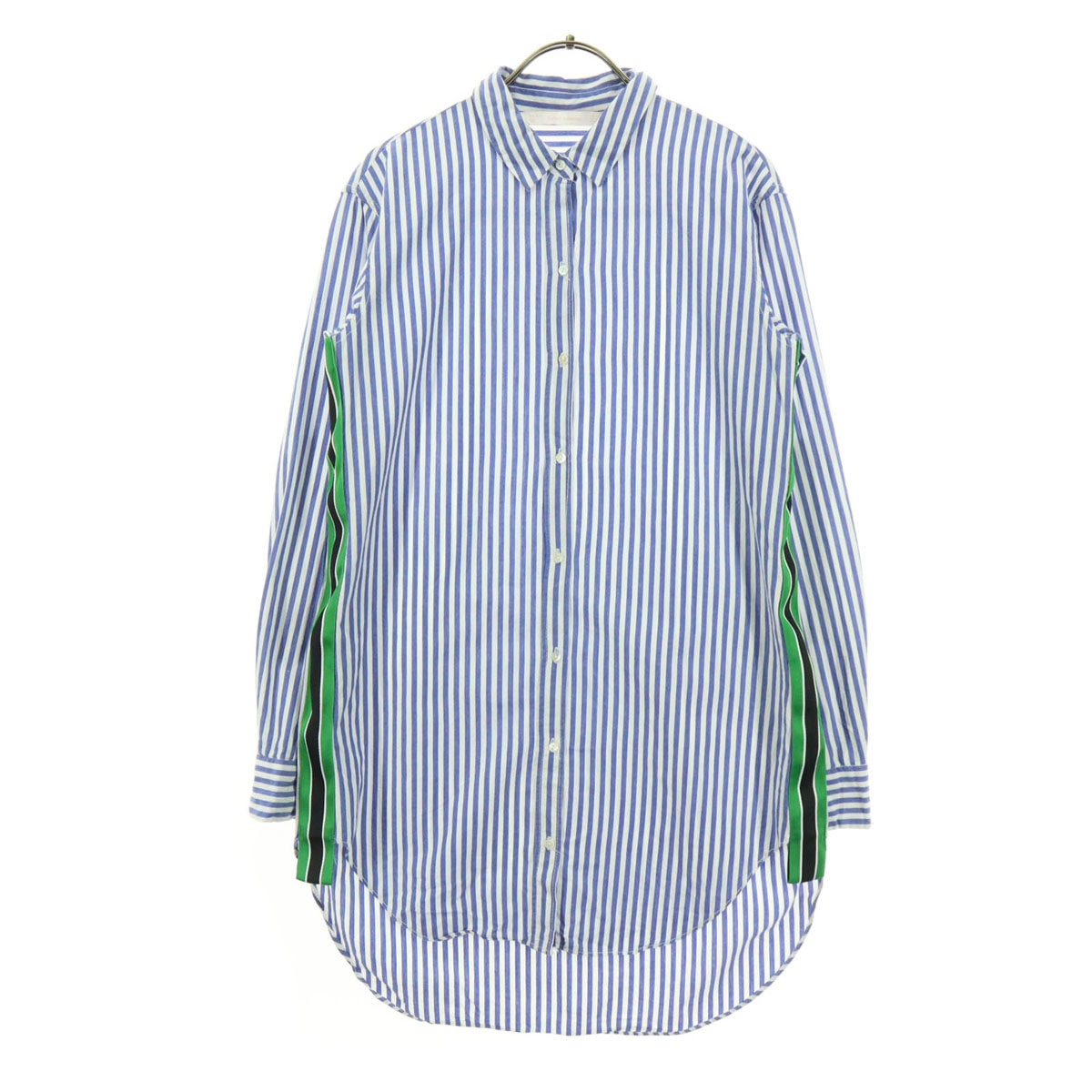 ZARA ザラ ストライプ柄 長袖 膝丈 シャツワンピース XS ブルー