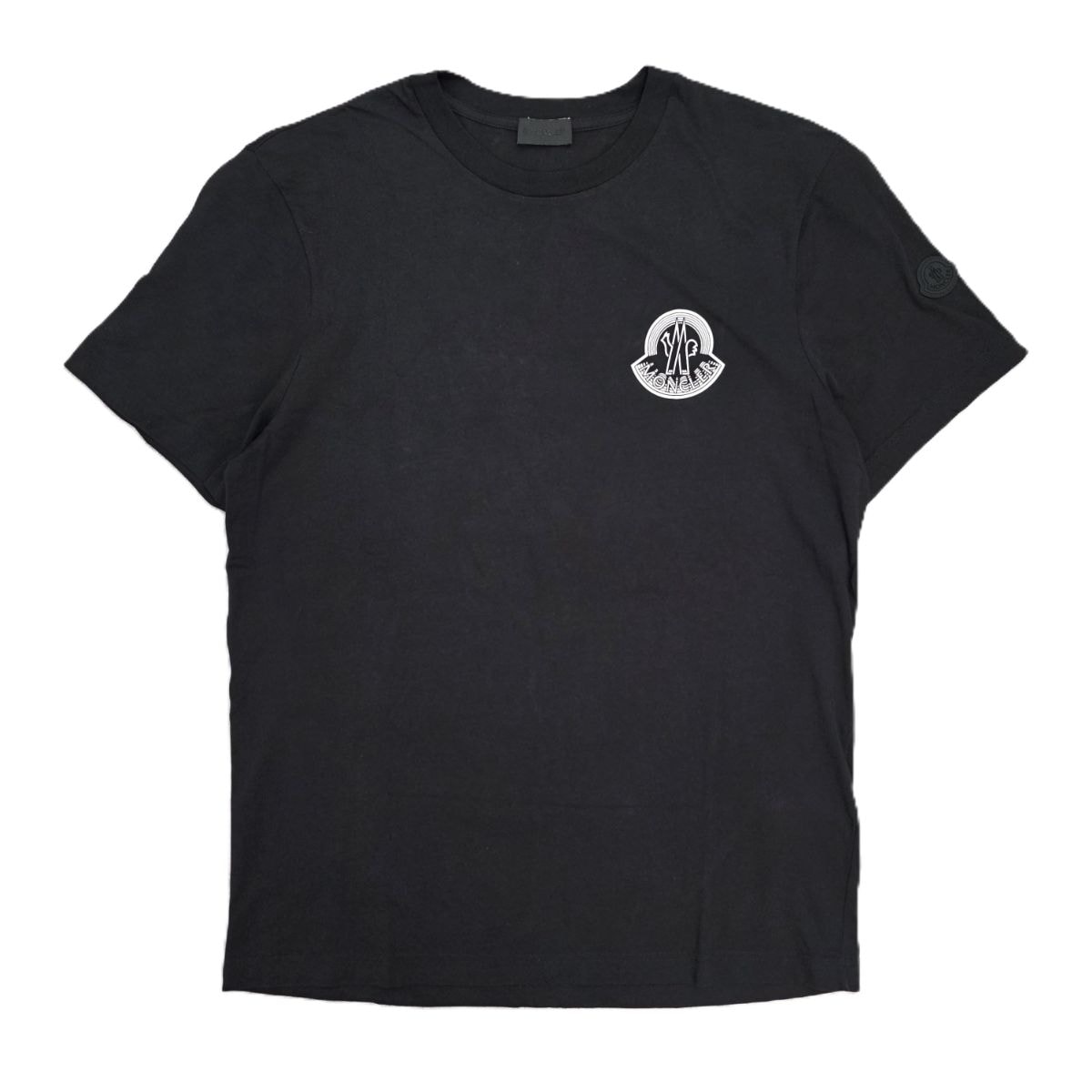 MONCLER モンクレール 25SS 袖ラバーワッペン ビッグロゴ プリント 半袖Tシャツ L10918C00020 XL コットン ブラック  メンズ【中古】