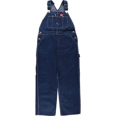 古着 濃紺 80~90年代 ディッキーズ Dickies デニムオーバーオール USA製 メンズw38相当 ヴィンテージ/eaa654613