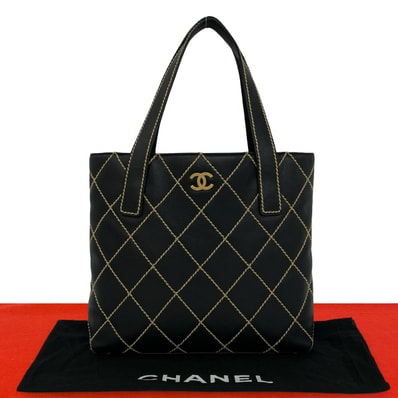 CHANEL シャネル ワイルドステッチ ココマーク レザー トートバッグ ブラック
26290