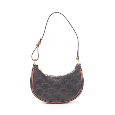 セリーヌ CELINE AVA ミニ アヴァ トリオンフ ハンドバッグ バッグ PVCコーティングキャンバス レザー レディース ブラック系 / ブラウン系 10I602DS1.04LU 【中古】