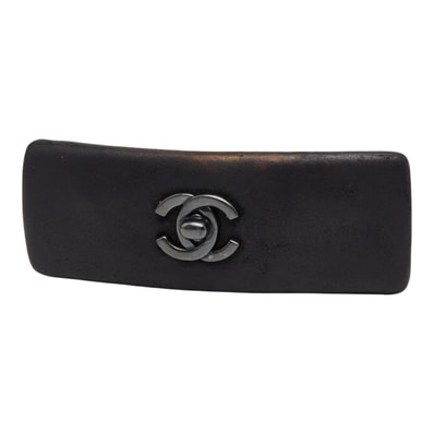 シャネル ココマーク ターンロック モチーフ バレッタ ゴールド ブラック メッキ レザー レディース CHANEL 【中古】