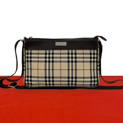 BURBERRY バーバリー ロゴ 金具 ノバチェック 柄 キャンバス レザー ショルダーバッグ ベージュ
97912