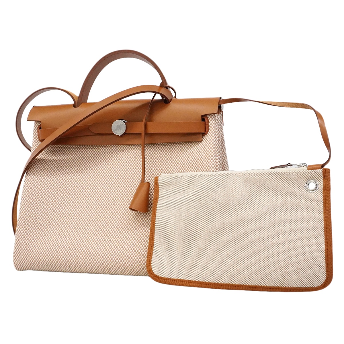 ★最終価格★SALE【6gc3181】エルメス ハンドバッグ エールバッグジップPM トワルGM ゴールド シルバー金具 G刻印 2wayバッグ【中古】レディース