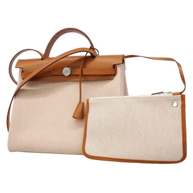 ★最終価格★SALE【6gc3181】エルメス ハンドバッグ エールバッグジップPM トワルGM ゴールド シルバー金具 G刻印 2wayバッグ【中古】レディース