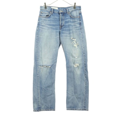 ZARA ザラ ダメージ加工 ストレートデニムパンツ 36 ブルー系