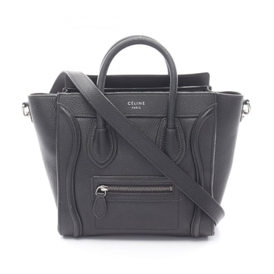 セリーヌ CELINE ラゲージ ナノショッパー ハンドバッグ バッグ レザー レディース ブラック系 168243 【中古】