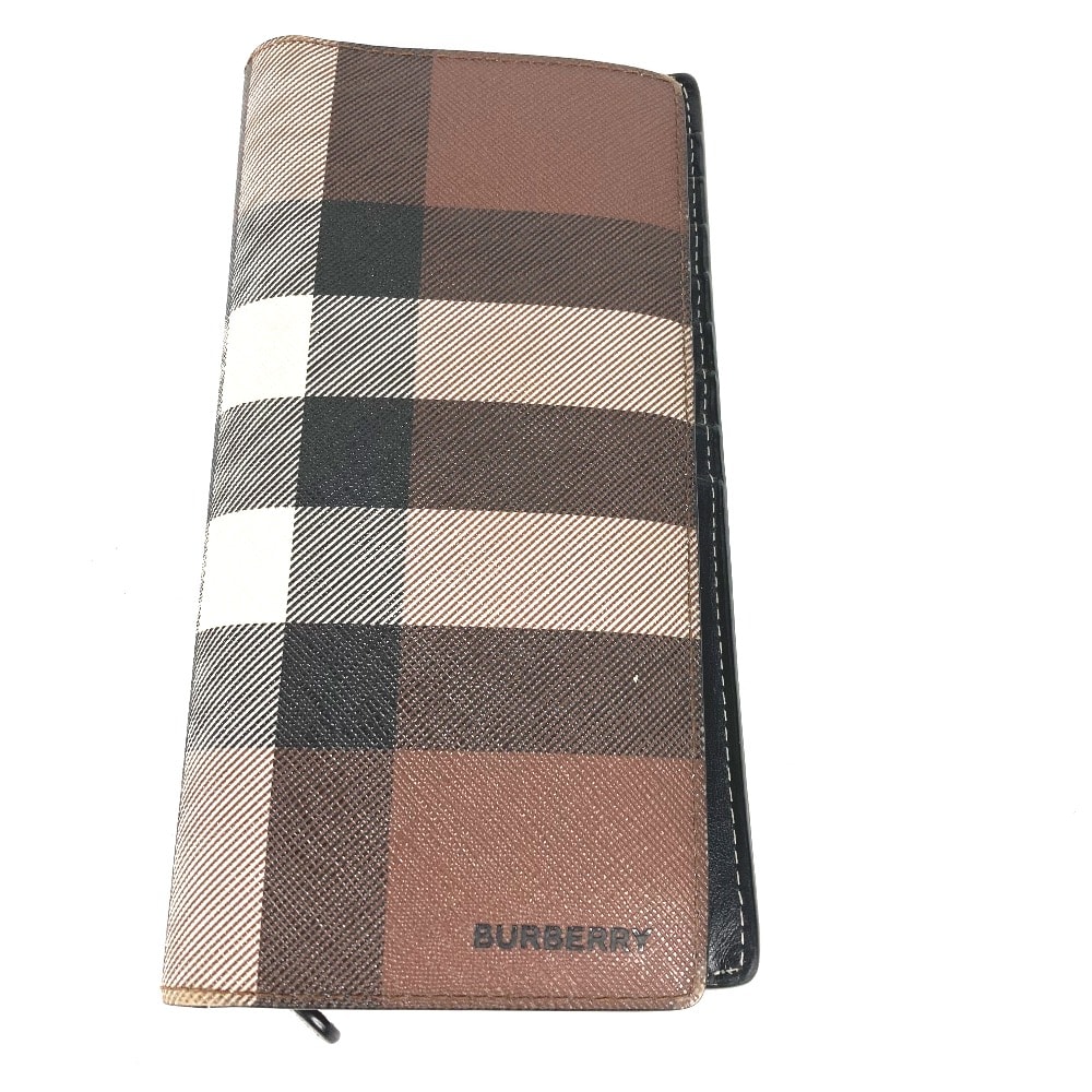 バーバリー BURBERRY ジャイアント チェック 8052803 ロングウォレット 二つ折り 長財布 PVC ダークバーチブラウン ブラウン