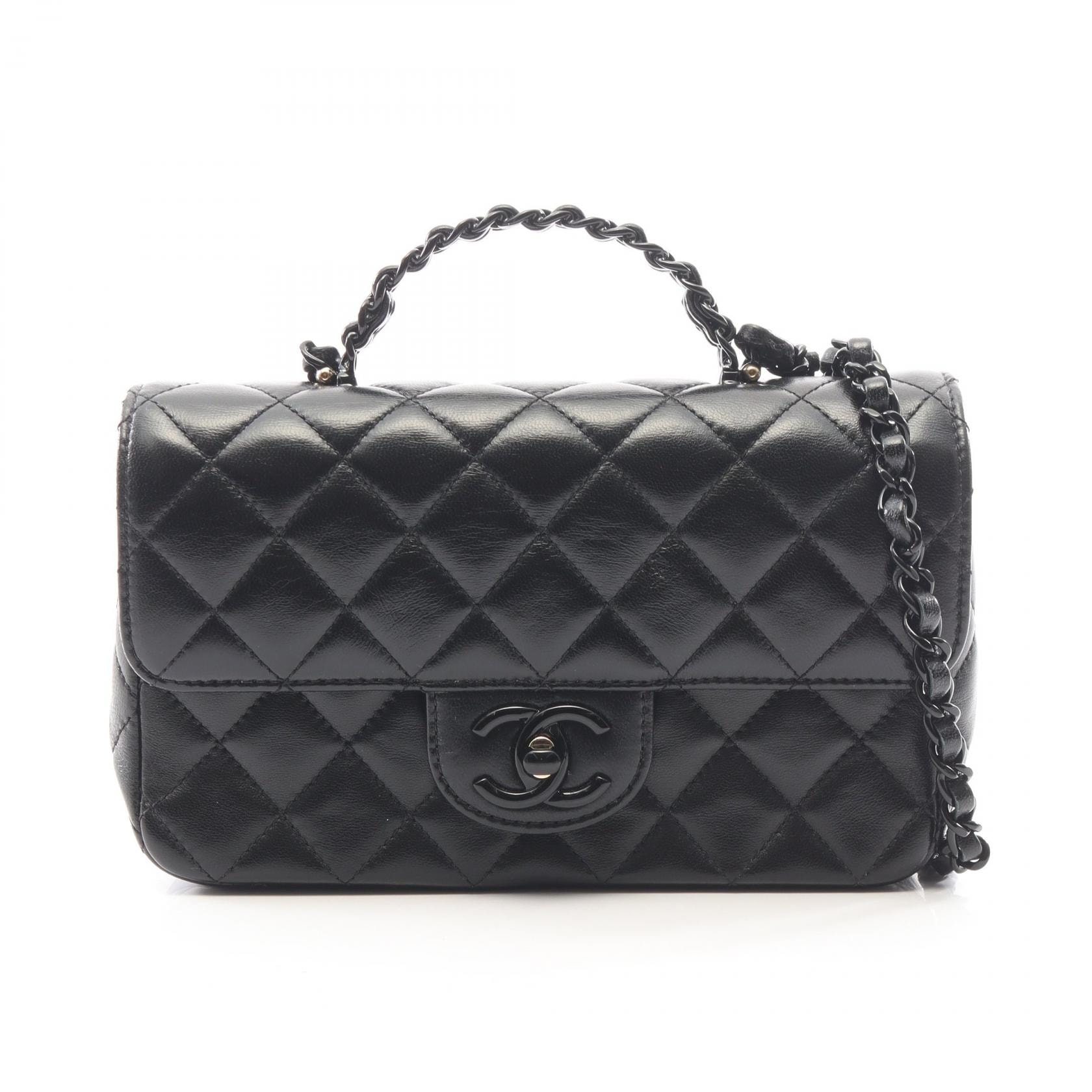 シャネル CHANEL マトラッセ トップハンドル ブラック金具 2WAY ショルダーバッグ バッグ ラムスキン(羊革) レディース ブラック系 AS5243 【中古】