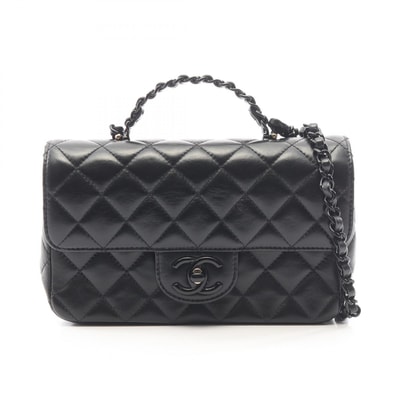 シャネル CHANEL マトラッセ トップハンドル ブラック金具 2WAY ショルダーバッグ バッグ ラムスキン(羊革) レディース ブラック系 AS5243 【中古】