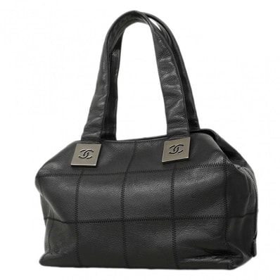 【6dd5042】シャネル ハンドバッグ チョコバー キャビアスキン ブラック シルバー金具【中古】レディース