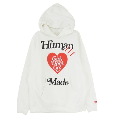 HUMAN MADE ヒューマンメイド 19AW × Girls Don’t Cry ガールズドントクライ VERDY HARAJUKU DAY PIZZA HOODIE ロゴプリント プルオーバーパーカー フーディ ホワイト系 M【中古】