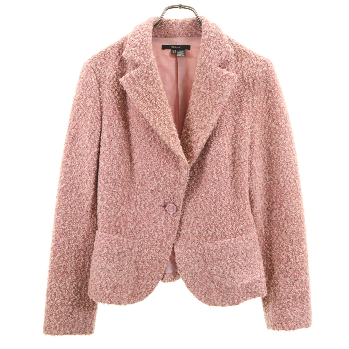 ZARA BASIC ザラベーシック ブークレ テーラードジャケット USA6 ピンク系