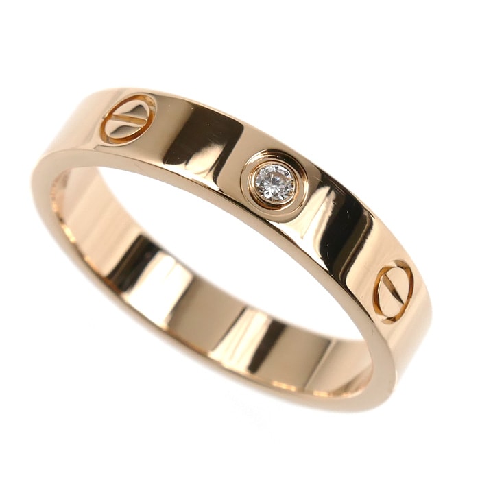 CARTIER カルティエ K18PG ピンクゴールド ミニラブ 1Pダイヤ リング・指輪 B4050755 ダイヤモンド 15号 55 4.6g レディース【中古】【美品】