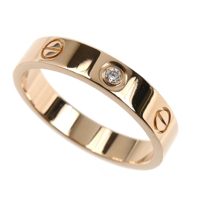 CARTIER カルティエ K18PG ピンクゴールド ミニラブ 1Pダイヤ リング・指輪 B4050755 ダイヤモンド 15号 55 4.6g レディース【中古】【美品】