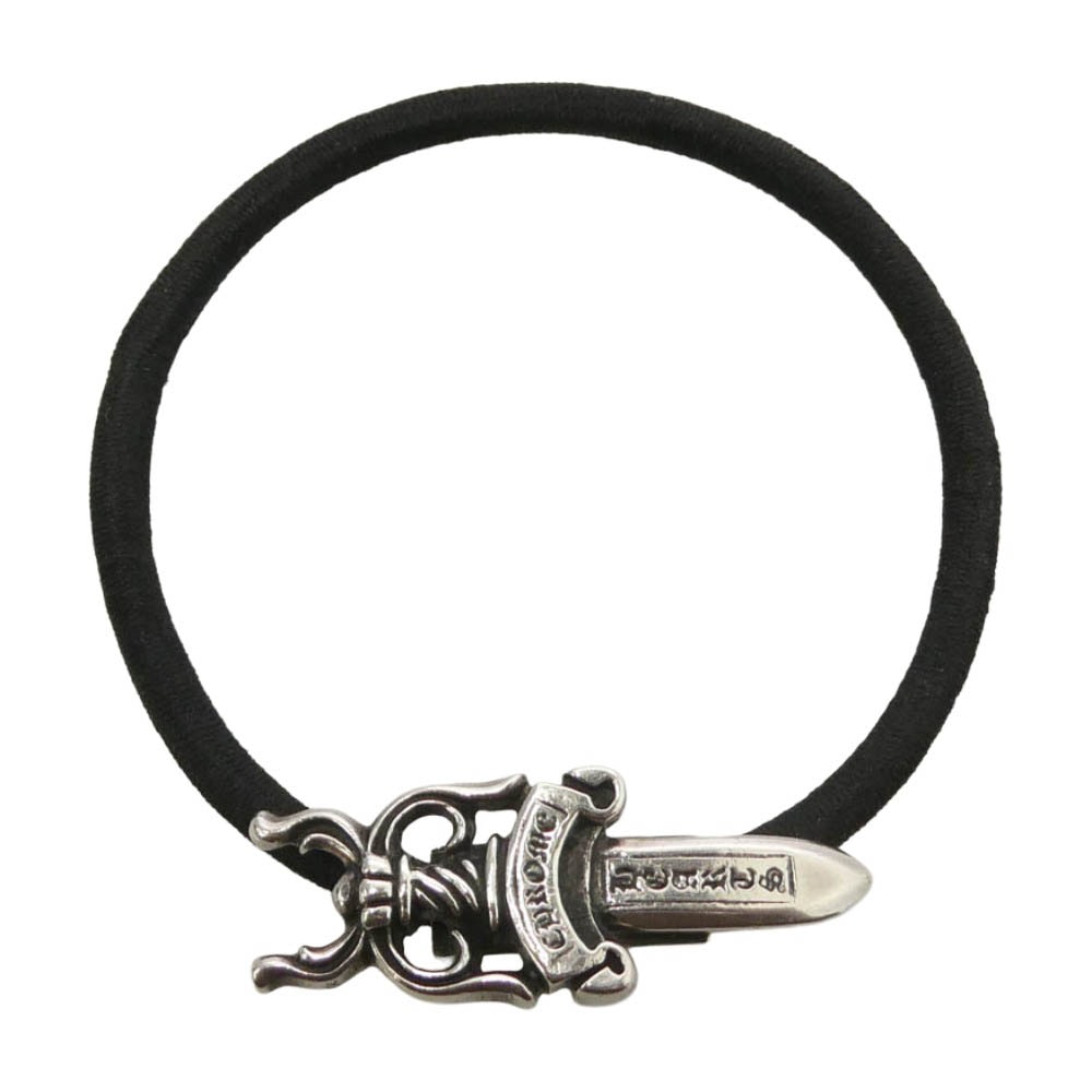 CHROME HEARTS クロムハーツ(原本無) HAIRBAND DAGGER ダガー ヘアバンド ヘアゴム コンチョ ブラック系【中古】