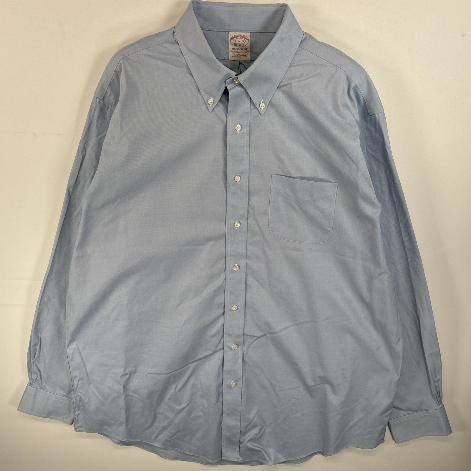 古着 ブルックスブラザーズ Brooks Brothers 長袖シャツ ボタンダウンシャツ MADISON FIT 大きいサイズ 17 1/2-37 XL-2XL  水色 無地 メンズ