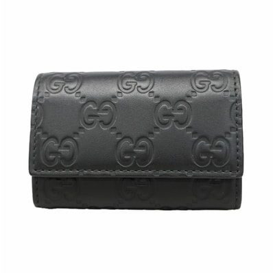 【6ge6268-k】グッチ キーケース グッチシマ 138093 レザー ブラック シルバー金具【中古】メンズ レディース ユニセックス