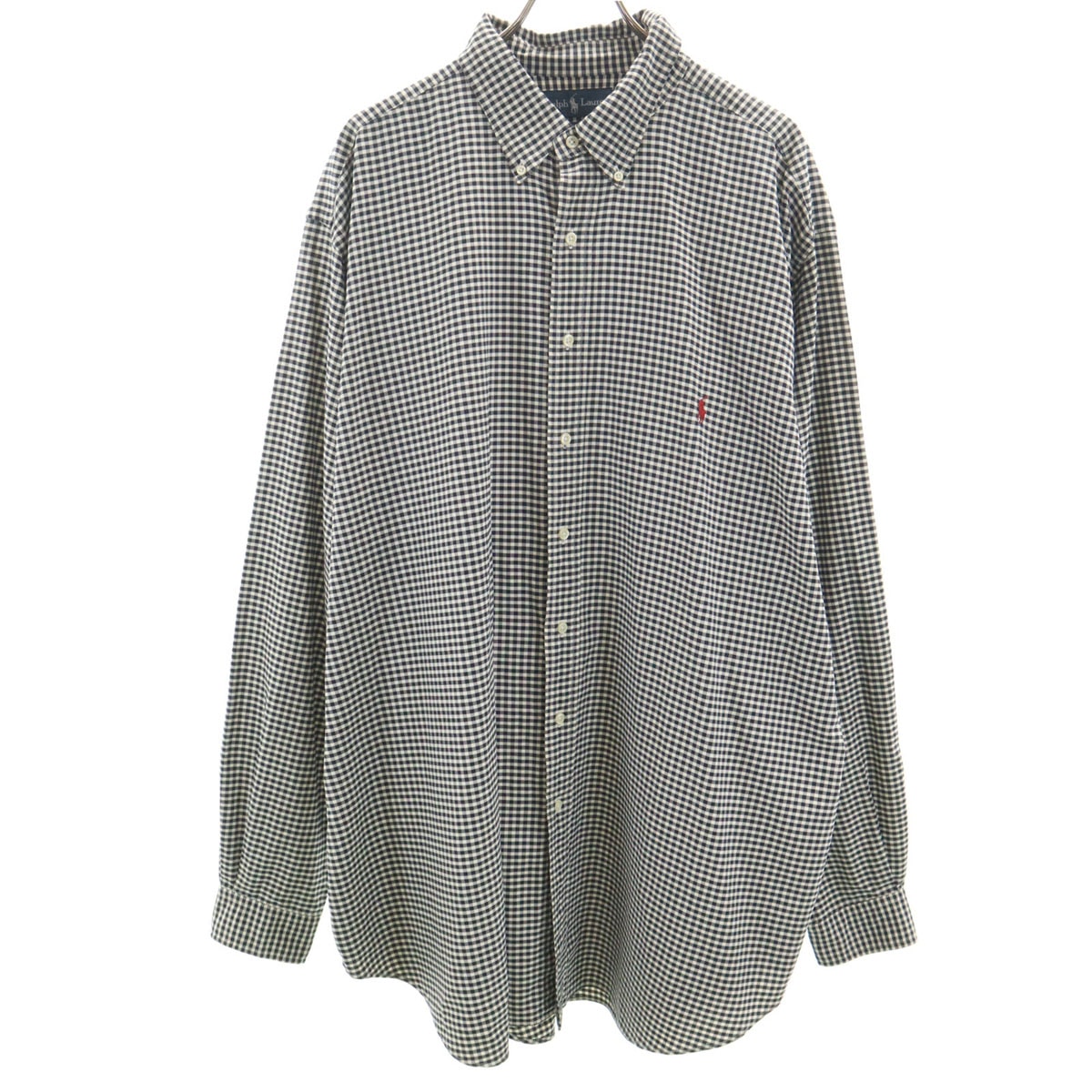 RALPH LAUREN ラルフローレン ギンガムチェック 長袖 ボタンダウンシャツ 2XLT ブラック ビッグサイズ