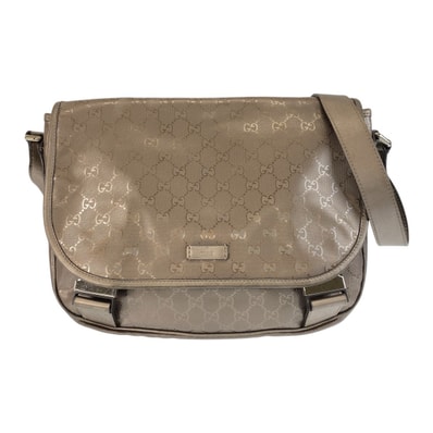 美品 GUCCI グッチ GGインプリメ メタリックブラウン シルバー金具 PVC ショルダーバッグ メッセンジャーバッグ 506030 【中古】