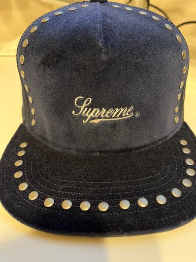 Supreme Studded Velvet Mesh Back 5-Panel "Navy"