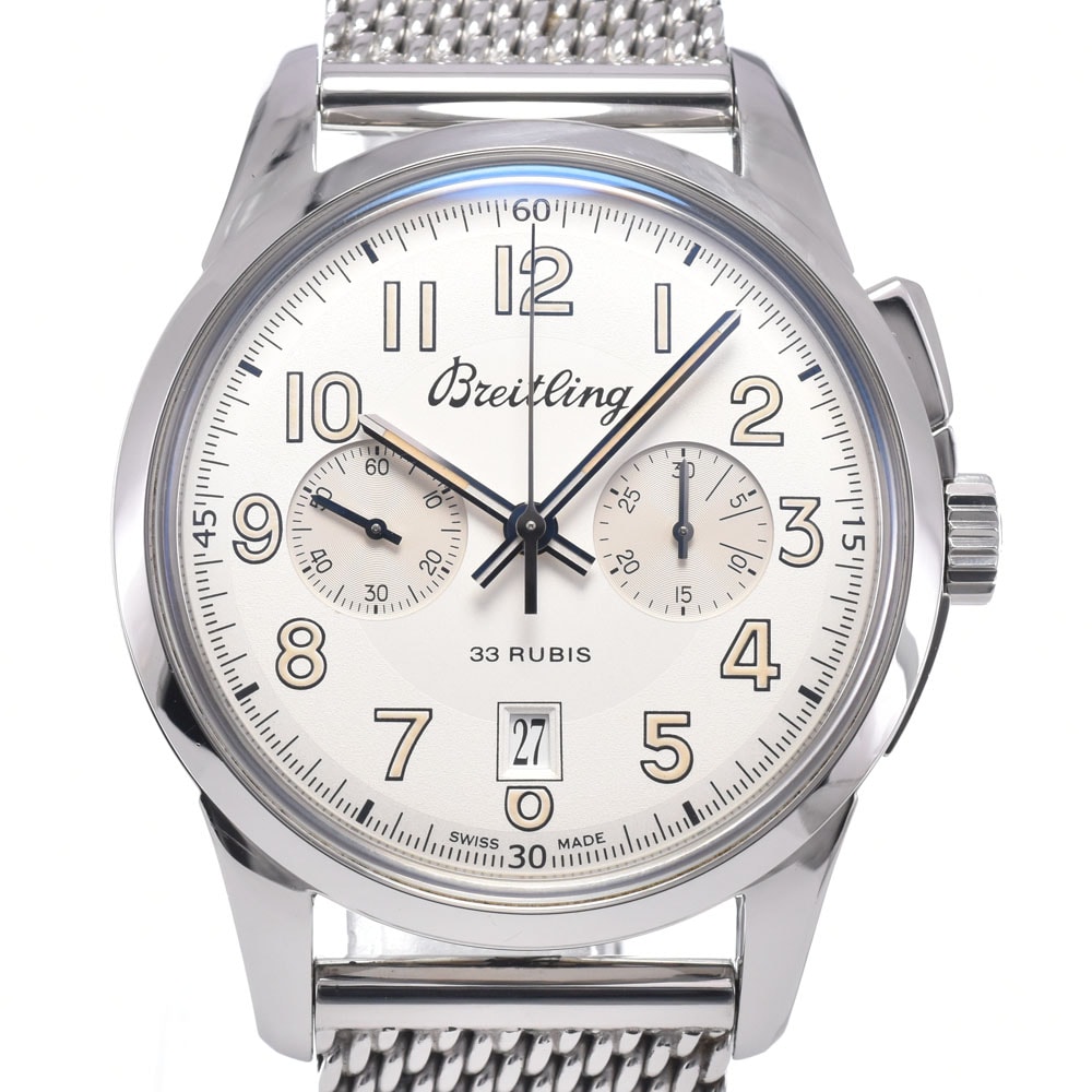 ブライトリング BREITLING AB1411 トランスオーシャン 世界限定1915本 裏スケ シルバー 手巻き メンズ 箱・保証書付き 腕時計 R#149054
