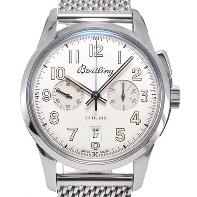 ブライトリング BREITLING AB1411 トランスオーシャン 世界限定1915本 裏スケ シルバー 手巻き メンズ 箱・保証書付き 腕時計 R#149054